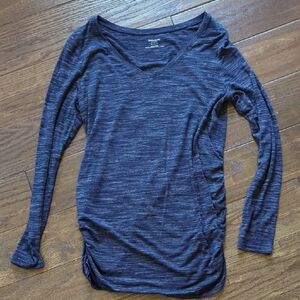 Motherhood Maternity Long Sleeve Heathered Navy Shirt, Size Medium